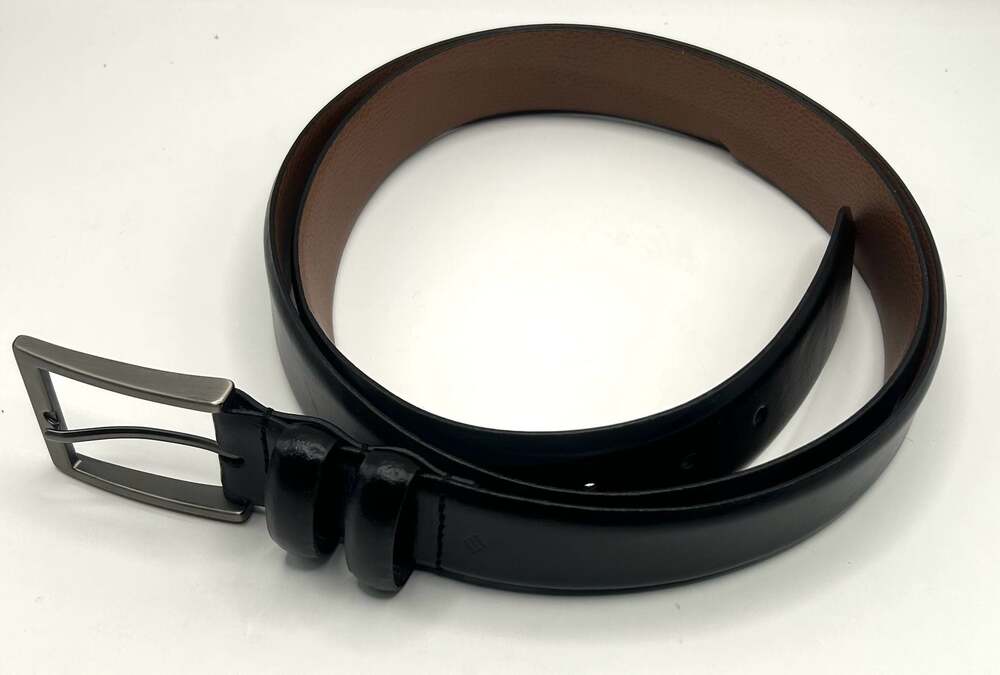 Full Grain Italian Leather Men's Dress Belt, Black, Size 48/120